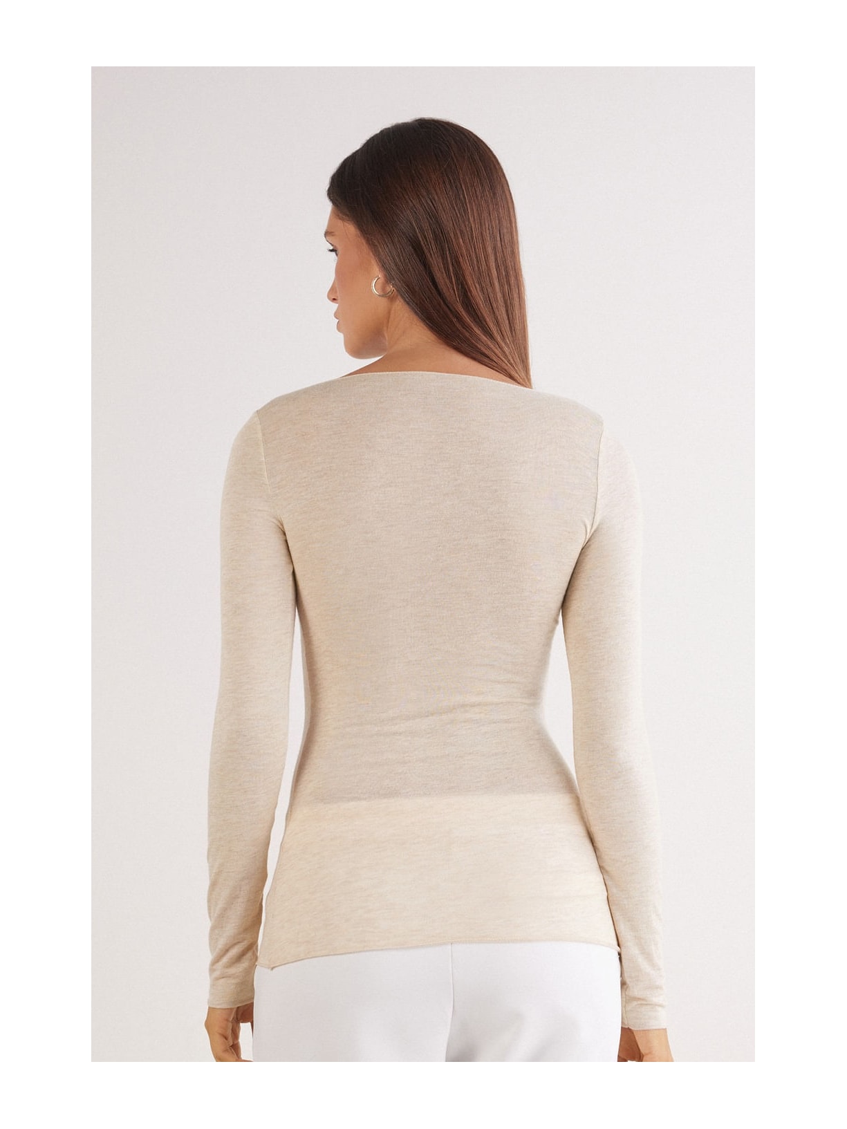 Blusa Manga Comprida Em Cashmere Ultralight Bege Intimissimi