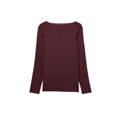 Blusa Manga Comprida Em Cashmere Ultralight - Bordô