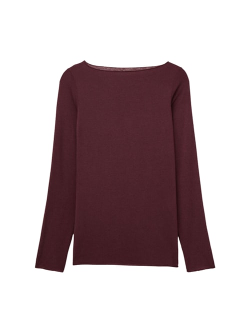 Blusa Manga Comprida Em Cashmere Ultralight - Bordô