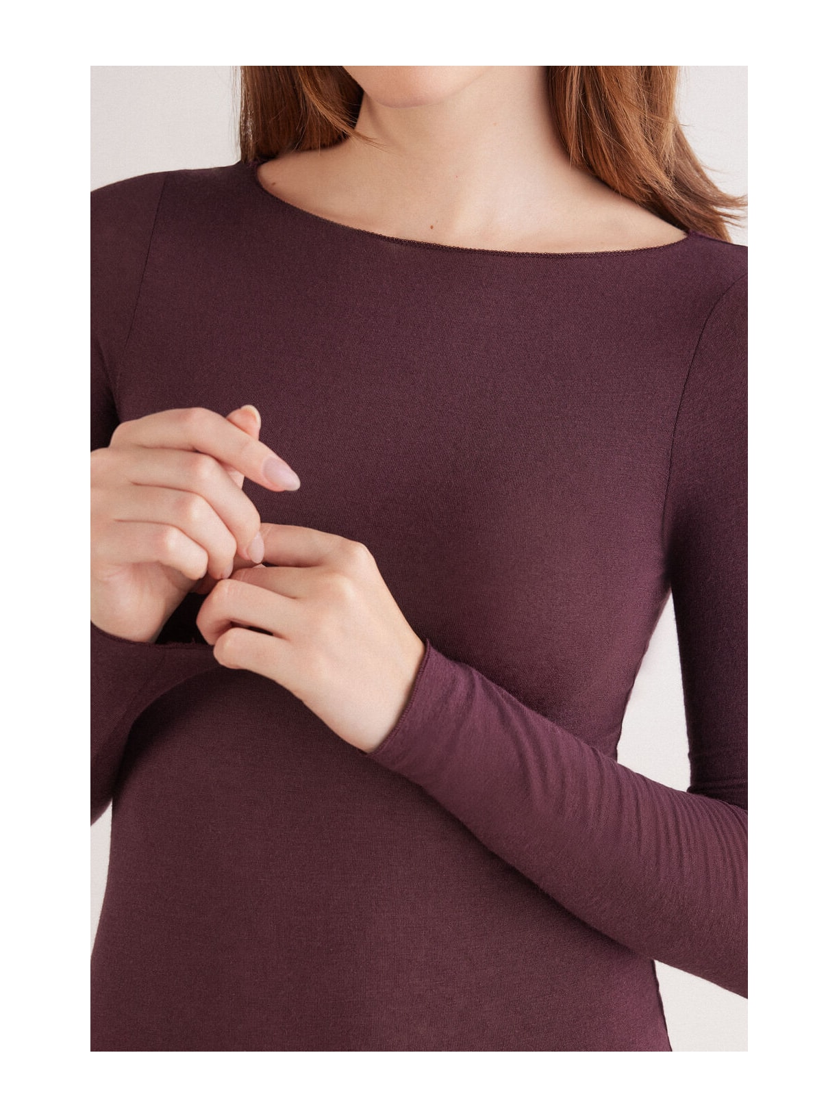 Blusa Manga Comprida Em Cashmere Ultralight Bordô Intimissimi