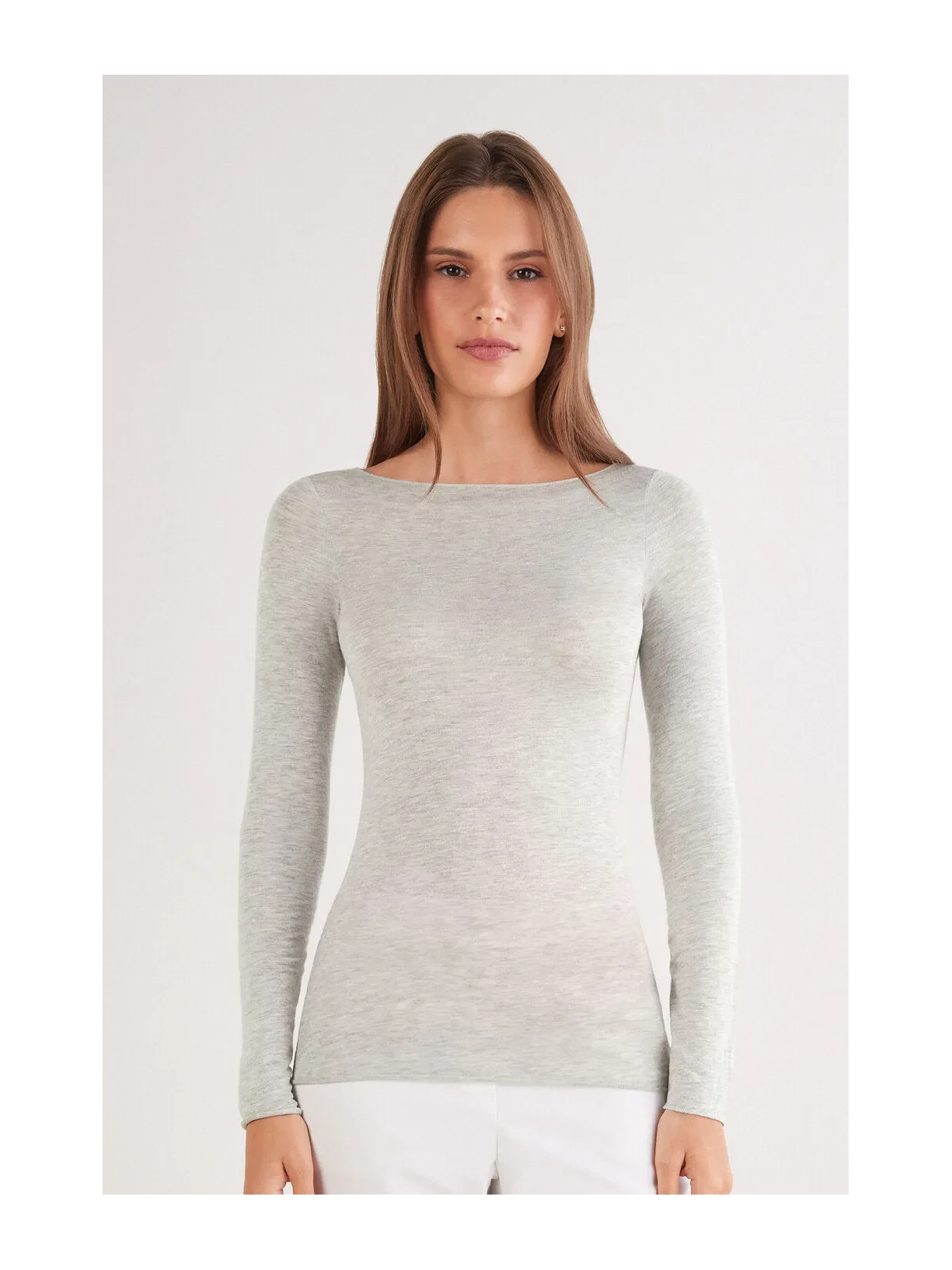 Blusa Manga Comprida Em Cashmere Ultralight Cinza Intimissimi