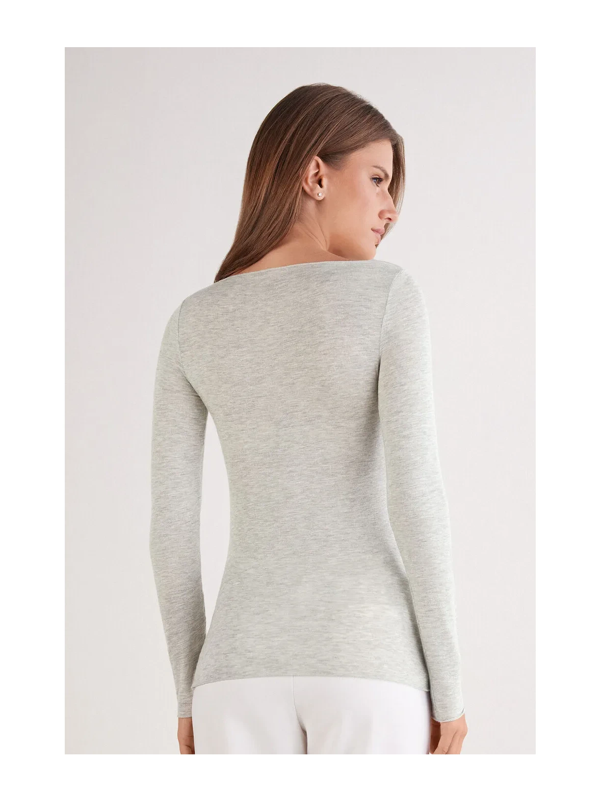 Blusa Manga Comprida Em Cashmere Ultralight Cinza Intimissimi