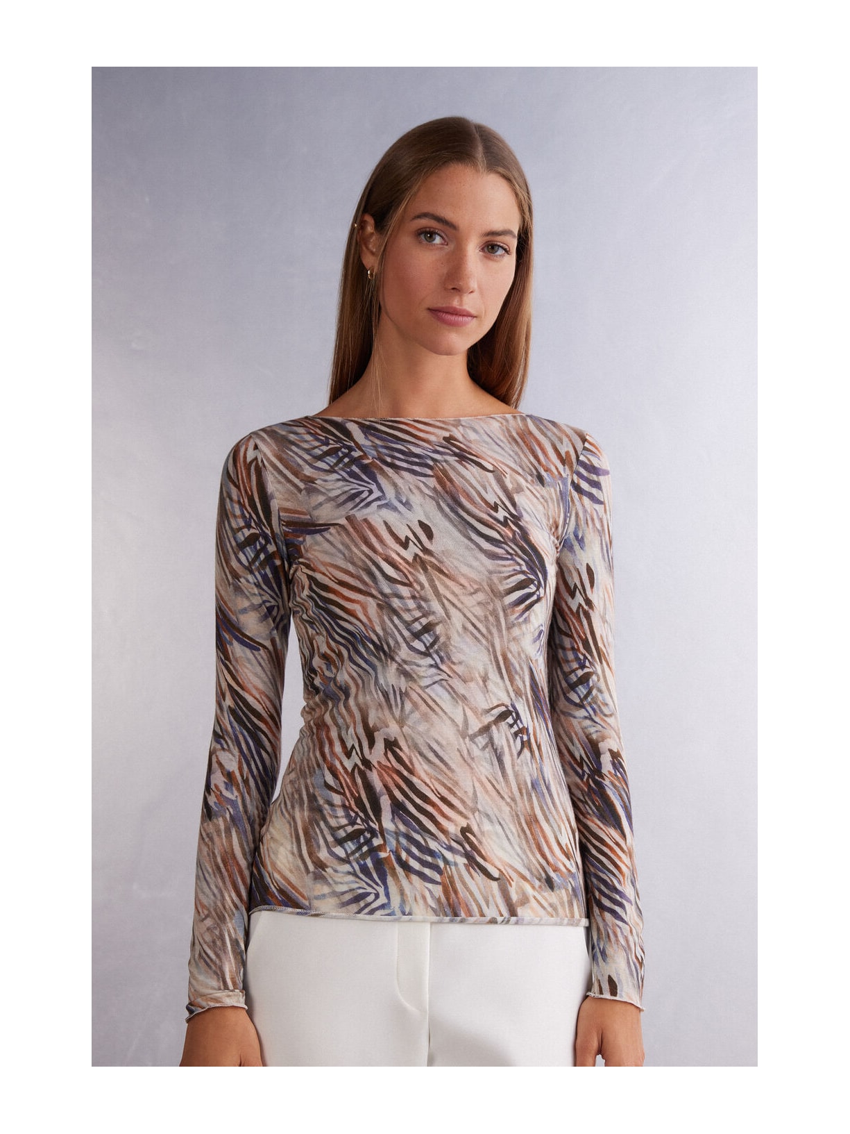 Blusa Manga Comprida Em Cashmere Ultralight Marrom Intimissimi