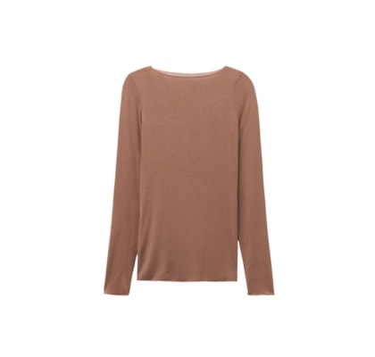 Blusa Manga Comprida Em Cashmere Ultralight - Marrom