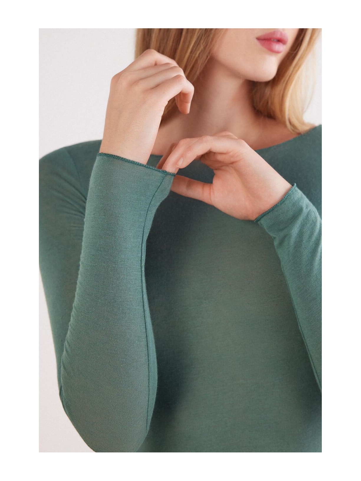 Blusa Manga Comprida Em Cashmere Ultralight Verde Intimissimi