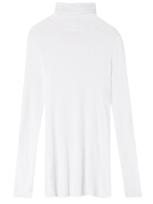 Blusa Manga Comprida Gola Alta Com Cashmere - Branco