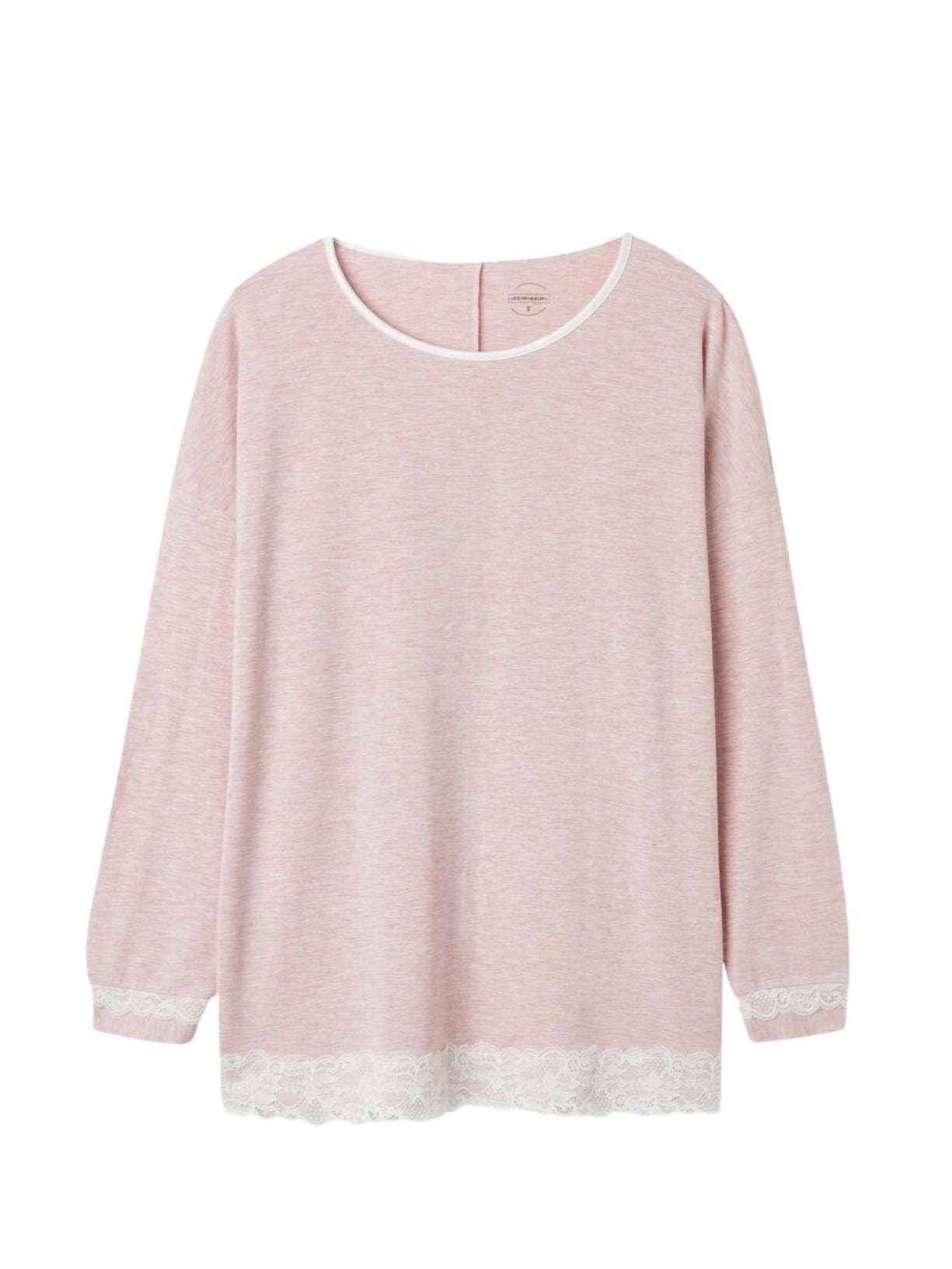 Blusa Manga Comprida Modal Decote Redondo - Rosa