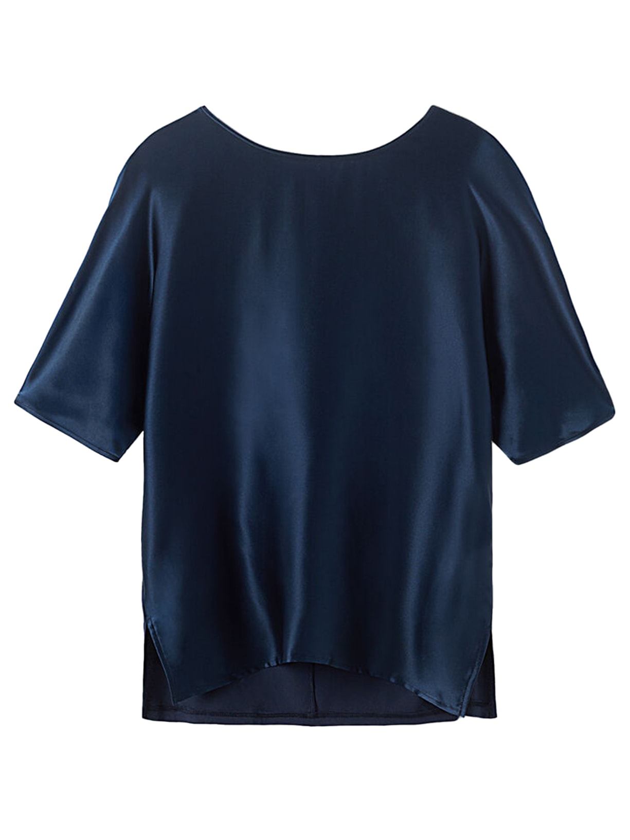 Blusa Manga Curta Em Seda e Modal - Azul