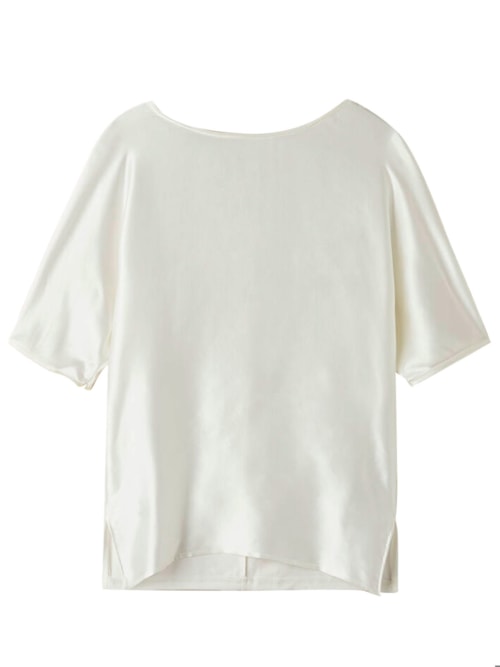 Blusa Manga Curta Em Seda e Modal - Marfim