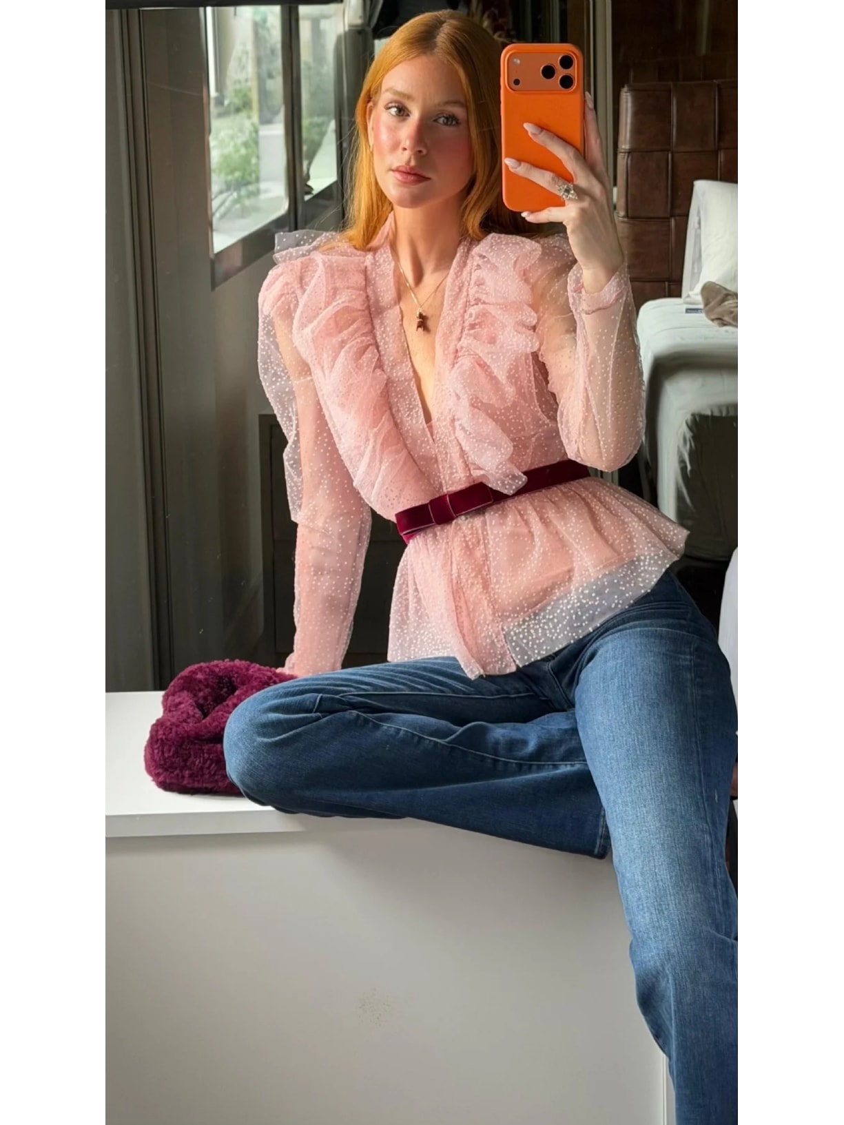 Blusa Manga Curta Porites Rosa Shop Ginger