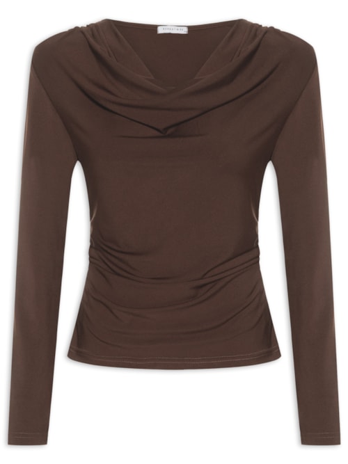 Blusa Manga Longa Feminina Degagê - Marrom