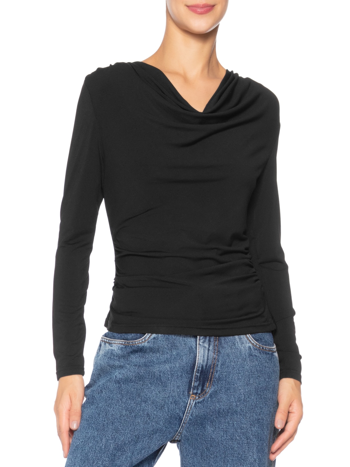 Blusa Manga Longa Feminina Degagê Preto Market 33