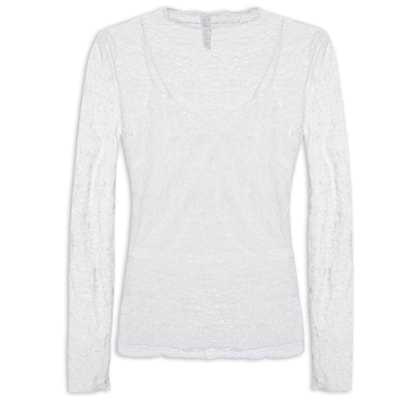 Blusa Manga Longa Feminina em Renda – Off White