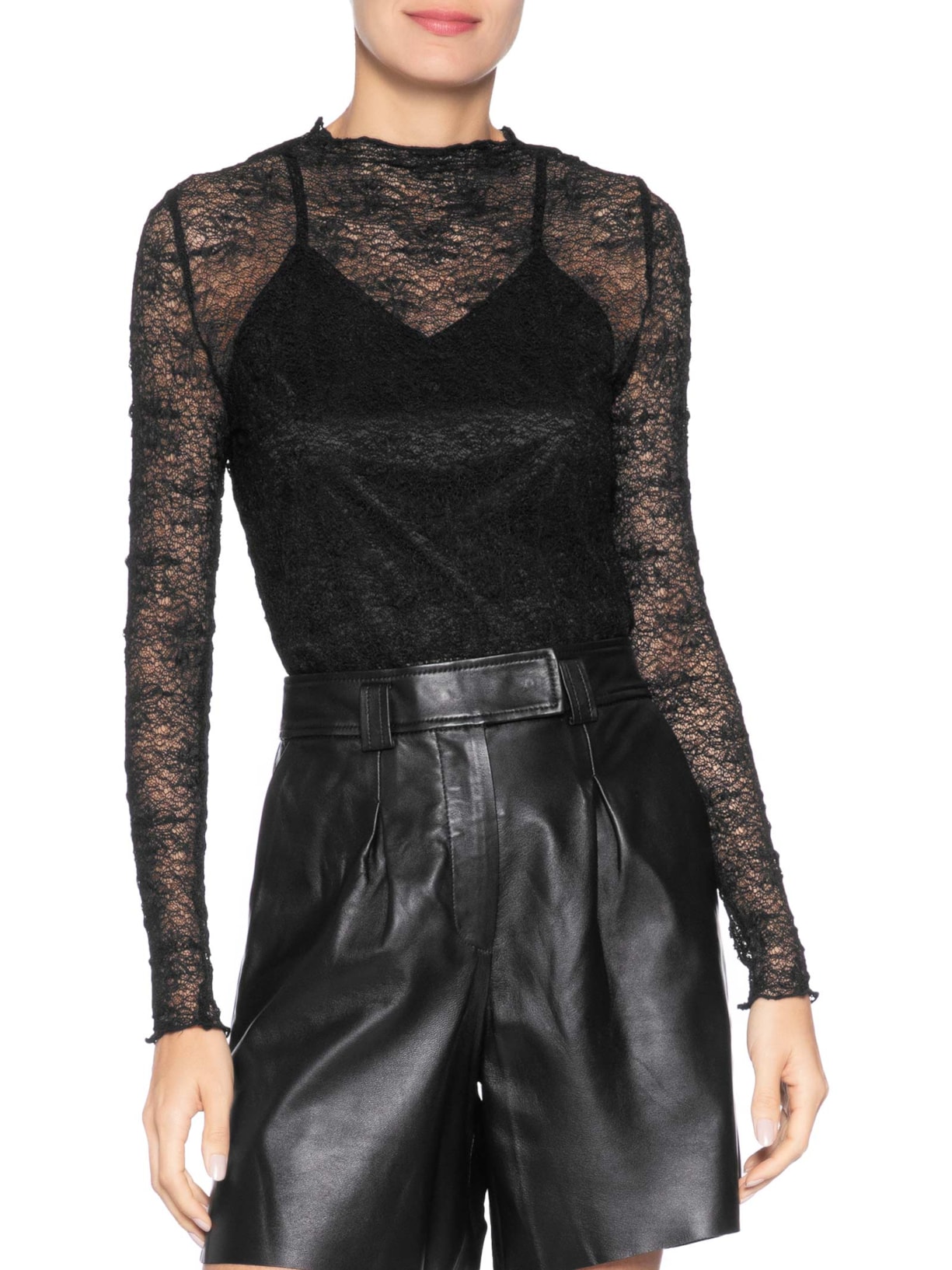 Blusa Manga Longa Feminina em Renda – Preto Market 33