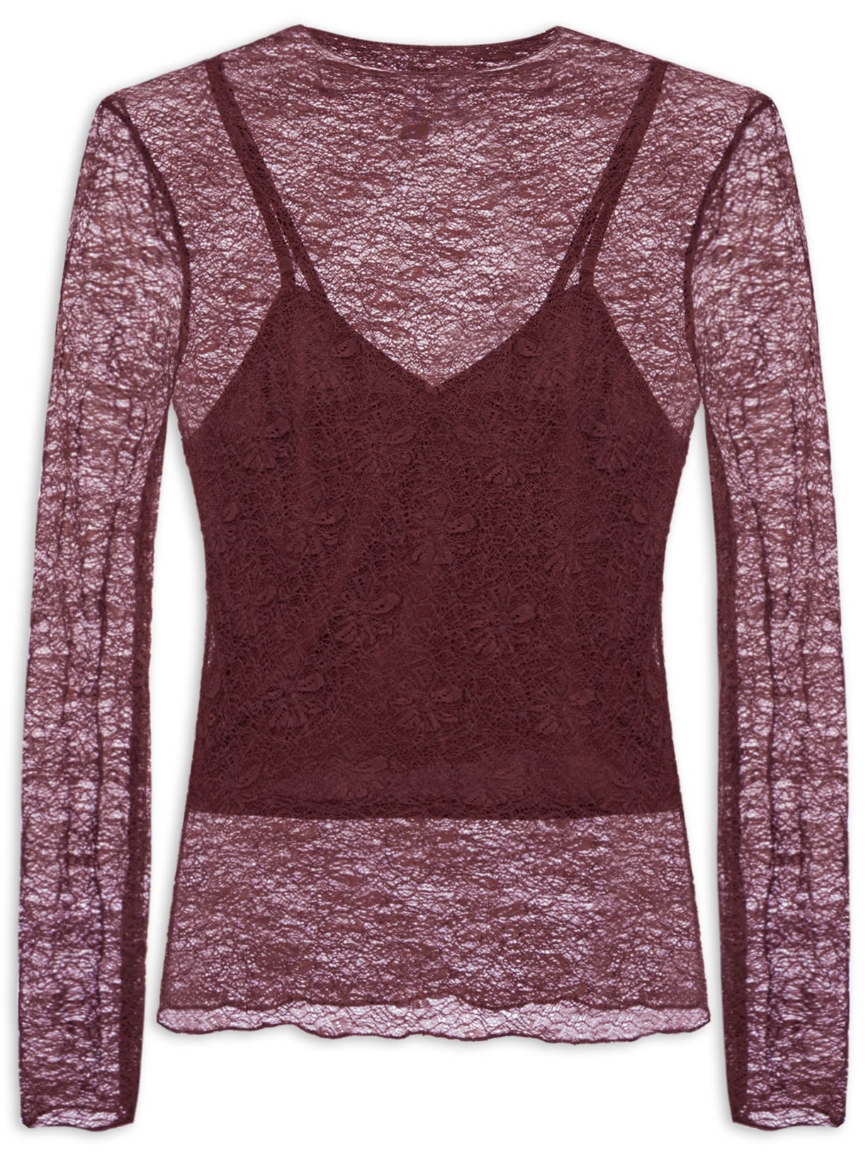 Blusa Manga Longa Feminina em Renda – Vermelho Market 33