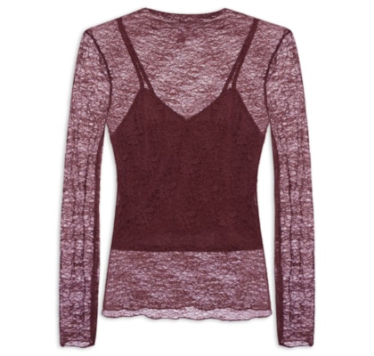 Blusa Manga Longa Feminina em Renda – Vermelho