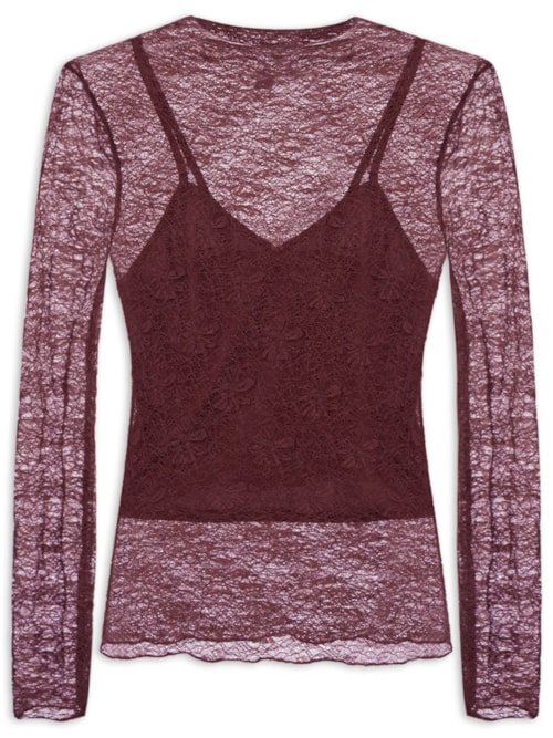 Blusa Manga Longa Feminina em Renda – Vermelho