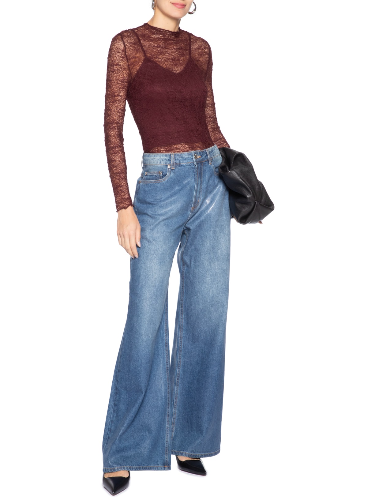 Blusa Manga Longa Feminina em Renda – Vermelho Market 33