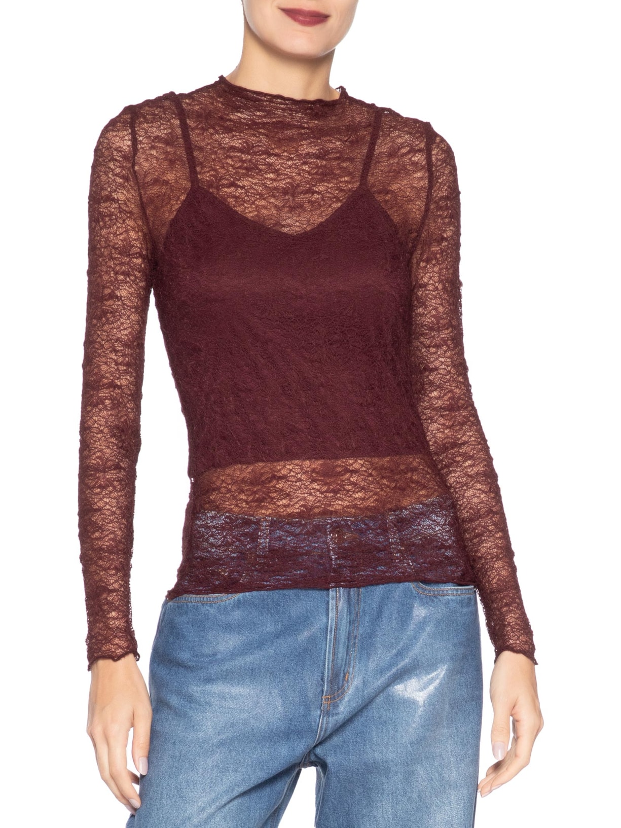 Blusa Manga Longa Feminina em Renda – Vermelho Market 33