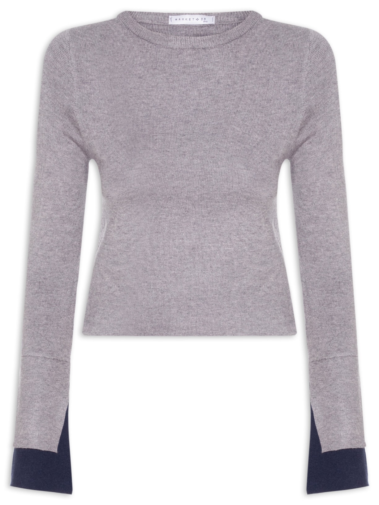 Blusa Manga Longa Feminina em Tricot - Cinza