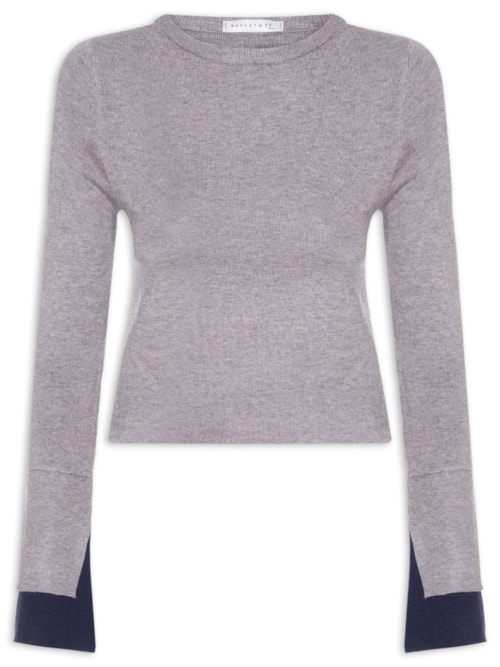 Blusa Manga Longa Feminina em Tricot - Cinza