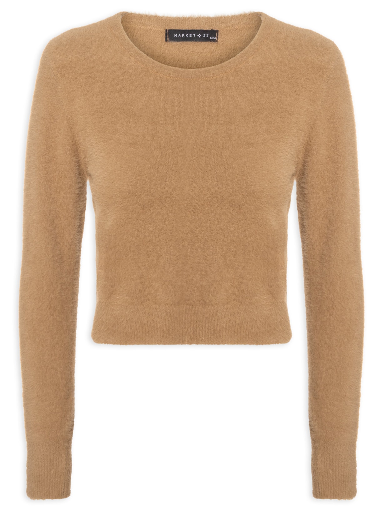 Blusa Manga Longa Feminina Em Tricot Peluciado - Marrom