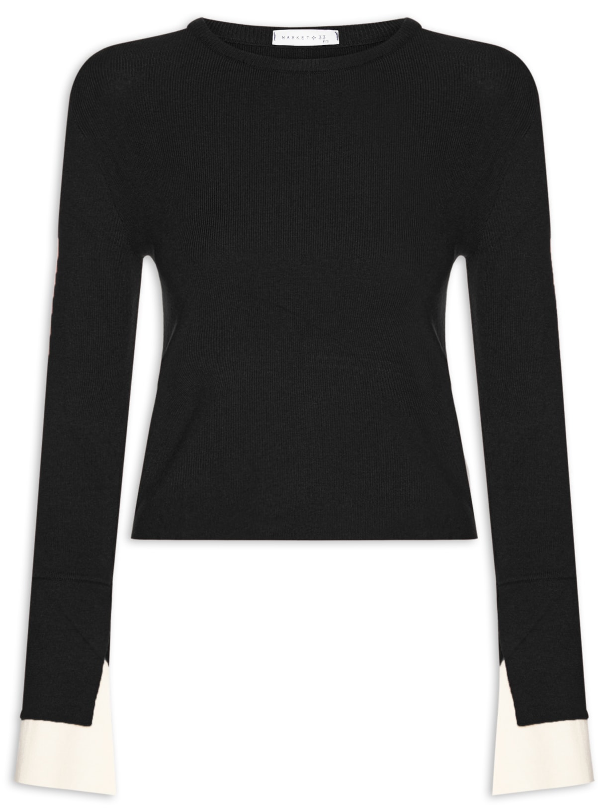 Blusa Manga Longa Feminina em Tricot - Preto