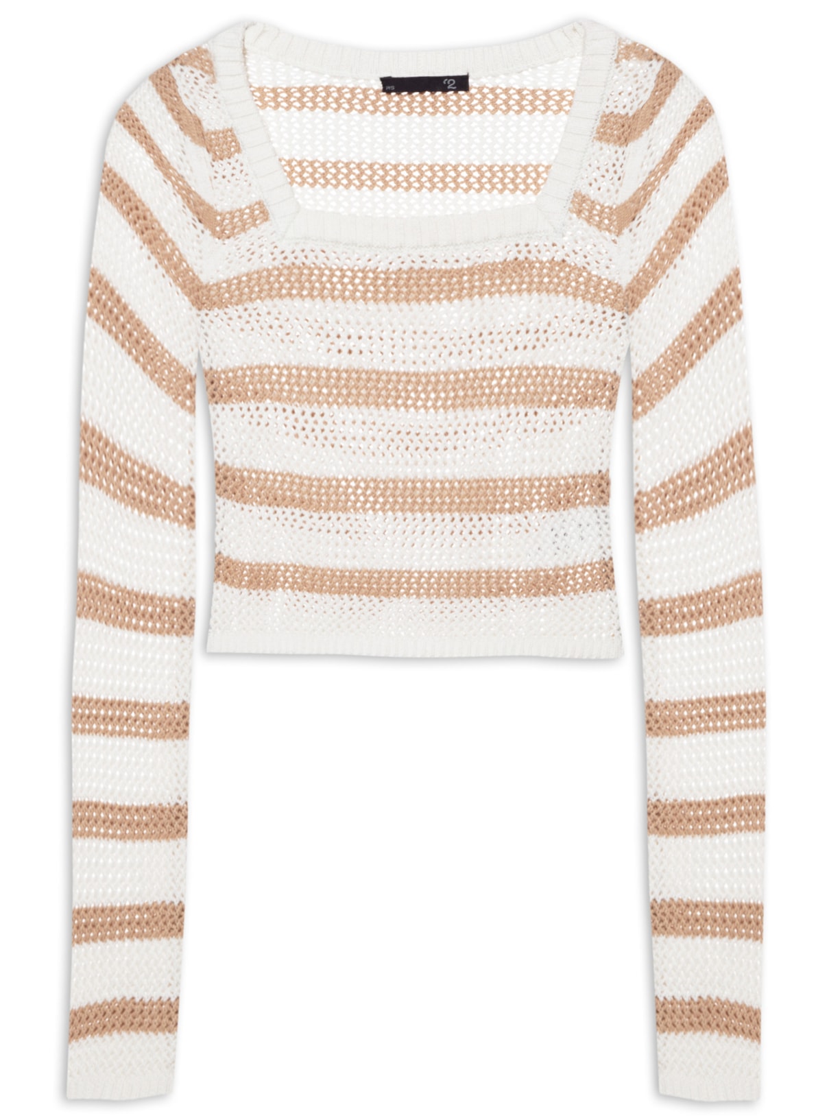 Blusa Manga Longa Feminina Tricot Listrada - Bege