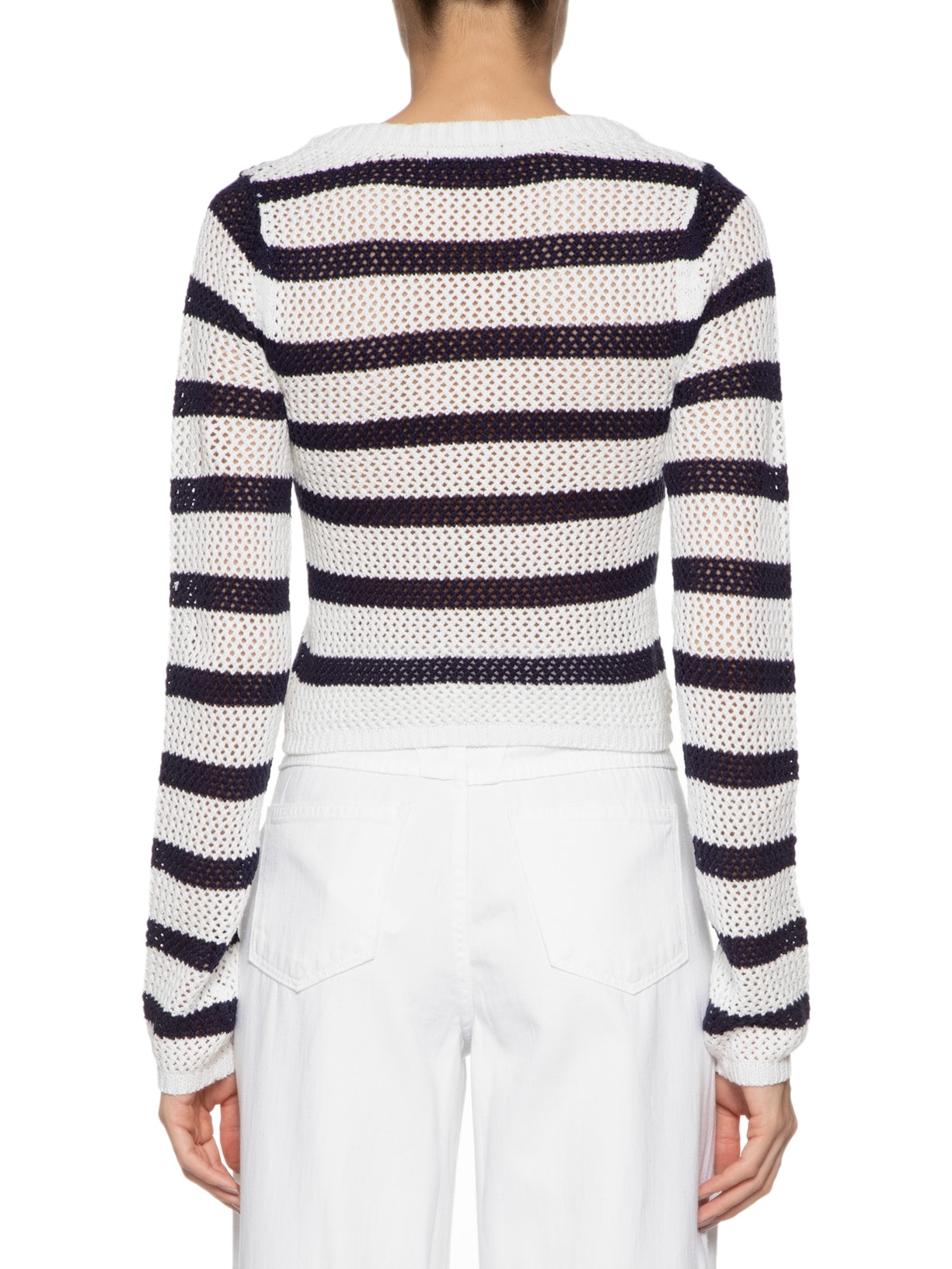 Blusa Manga Longa Feminina Tricot Listrada Branco '2Essential