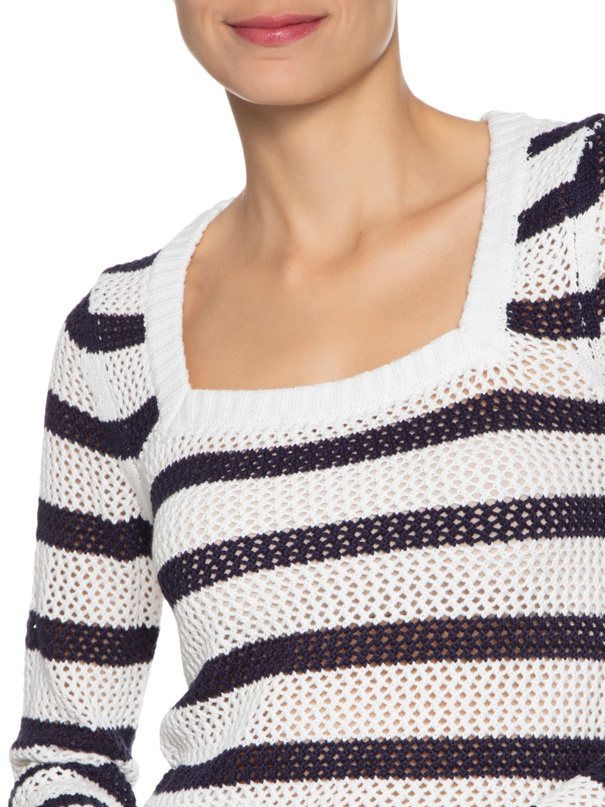 Blusa Manga Longa Feminina Tricot Listrada Branco '2Essential