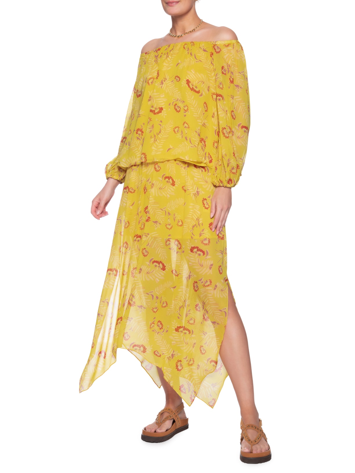 Blusa Manga Longa GGT Estampa Daisy- Amarelo Maria Filó