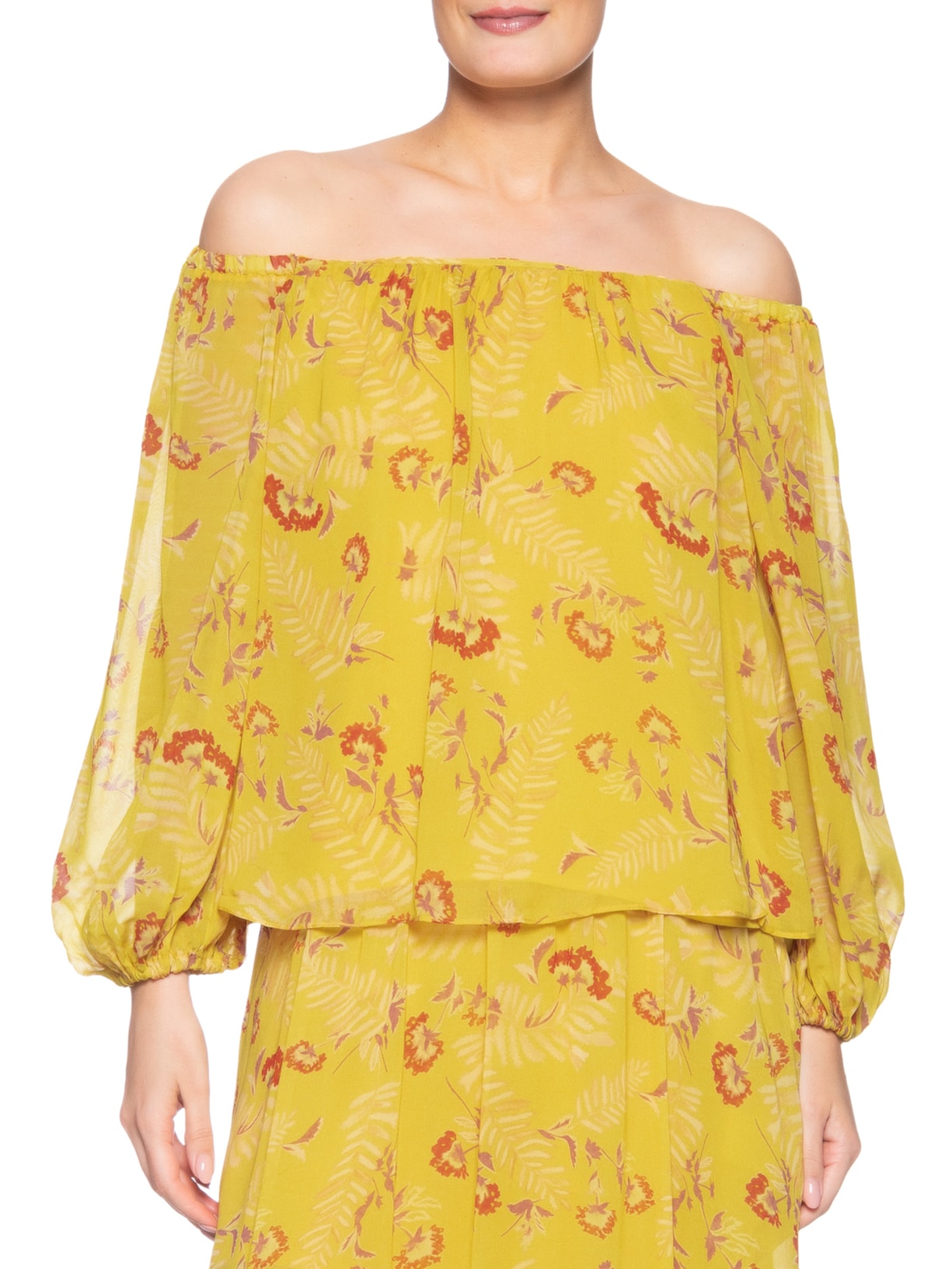 Blusa Manga Longa GGT Estampa Daisy- Amarelo Maria Filó