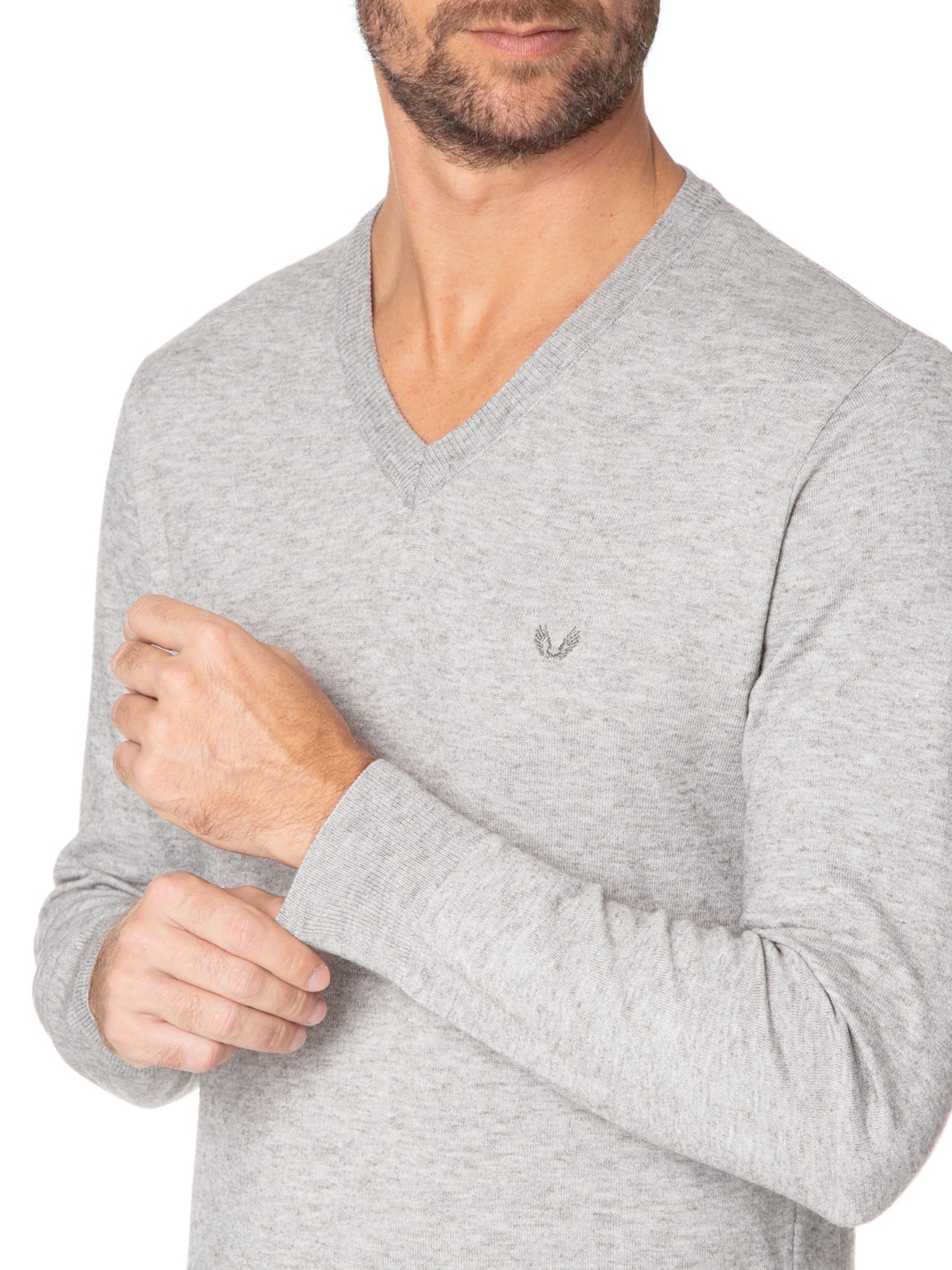 Blusa Masculina Basic Super Touch Gola V Cinza Spirito Santo