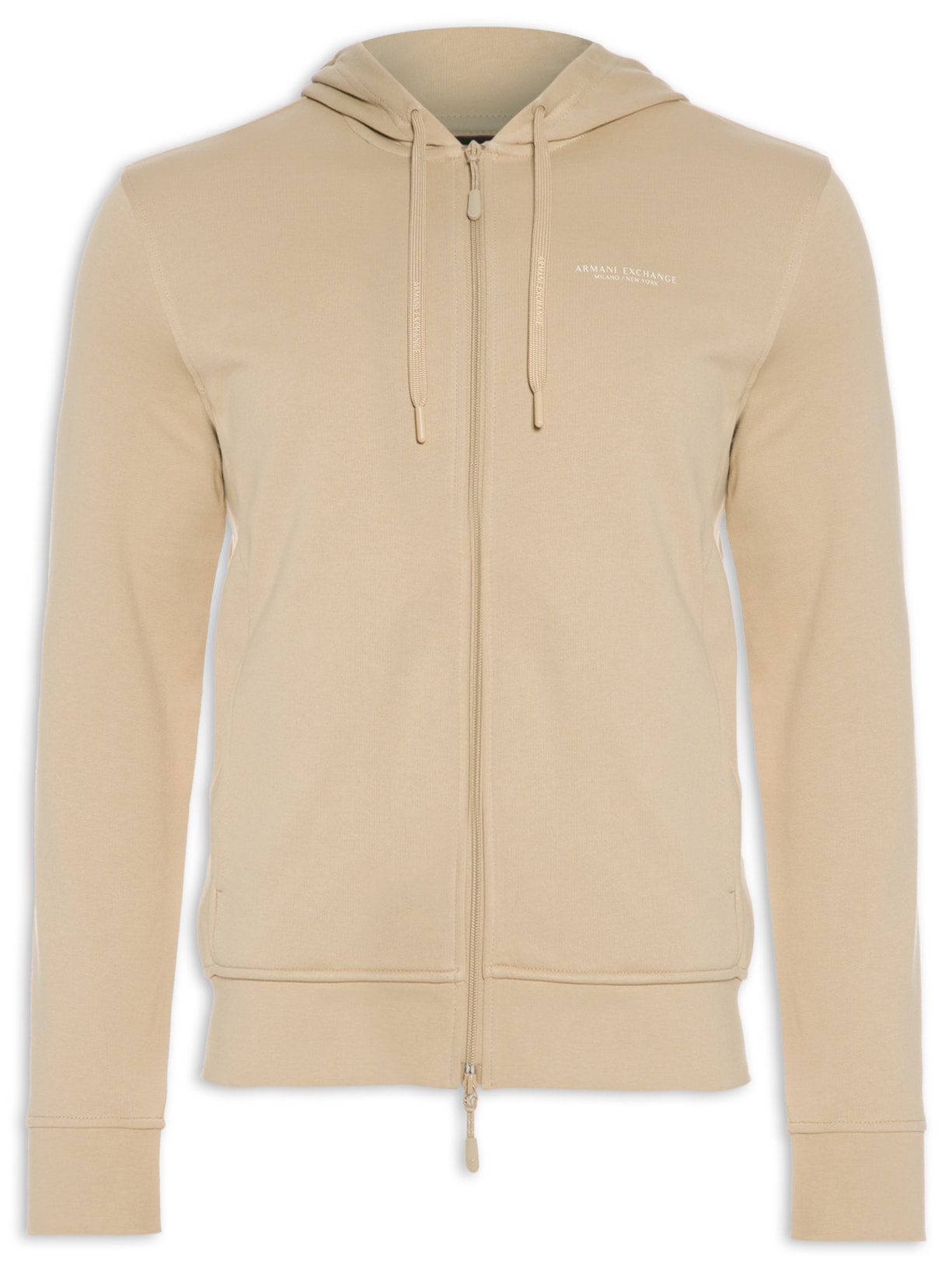 Blusa Masculina De Moletom Com Capuz Logo - Bege