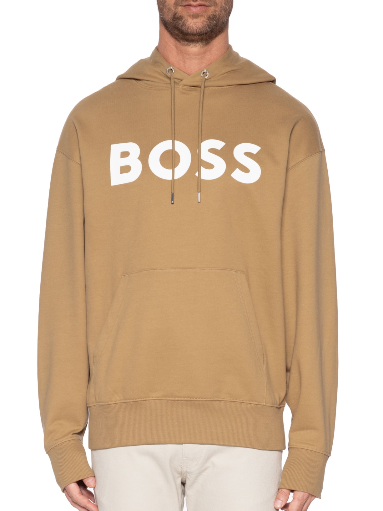 Blusa Masculina de Moletom com Gorro Sullivan Bege Boss