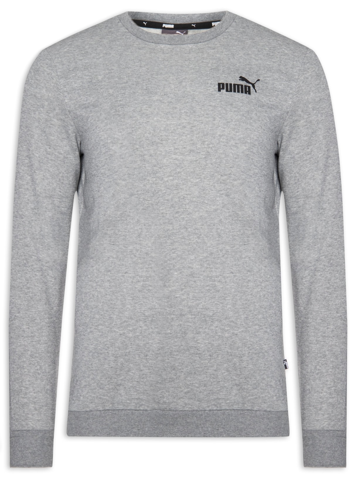 Blusa Masculina De Moletom Ess Small Logo Crew Cinza Puma