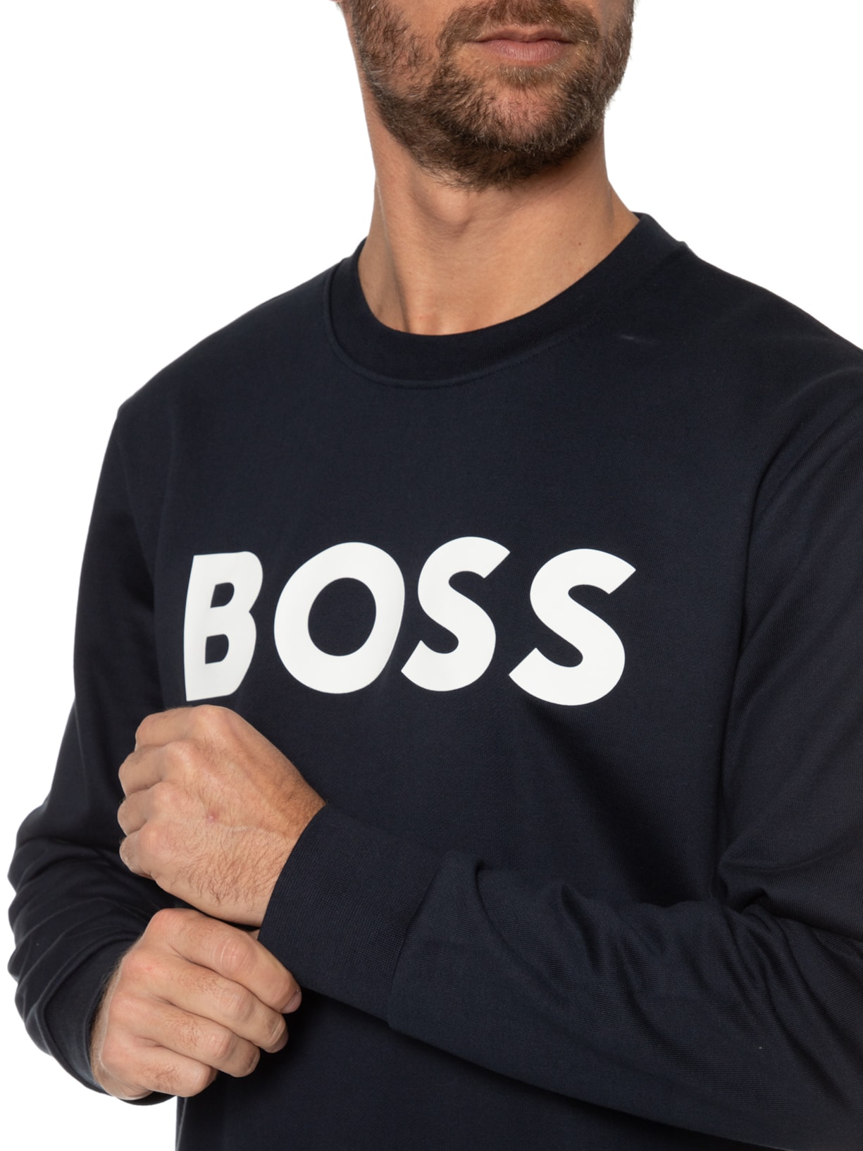 Blusa Masculina de Moletom Gola Careca Soleri Azul Boss