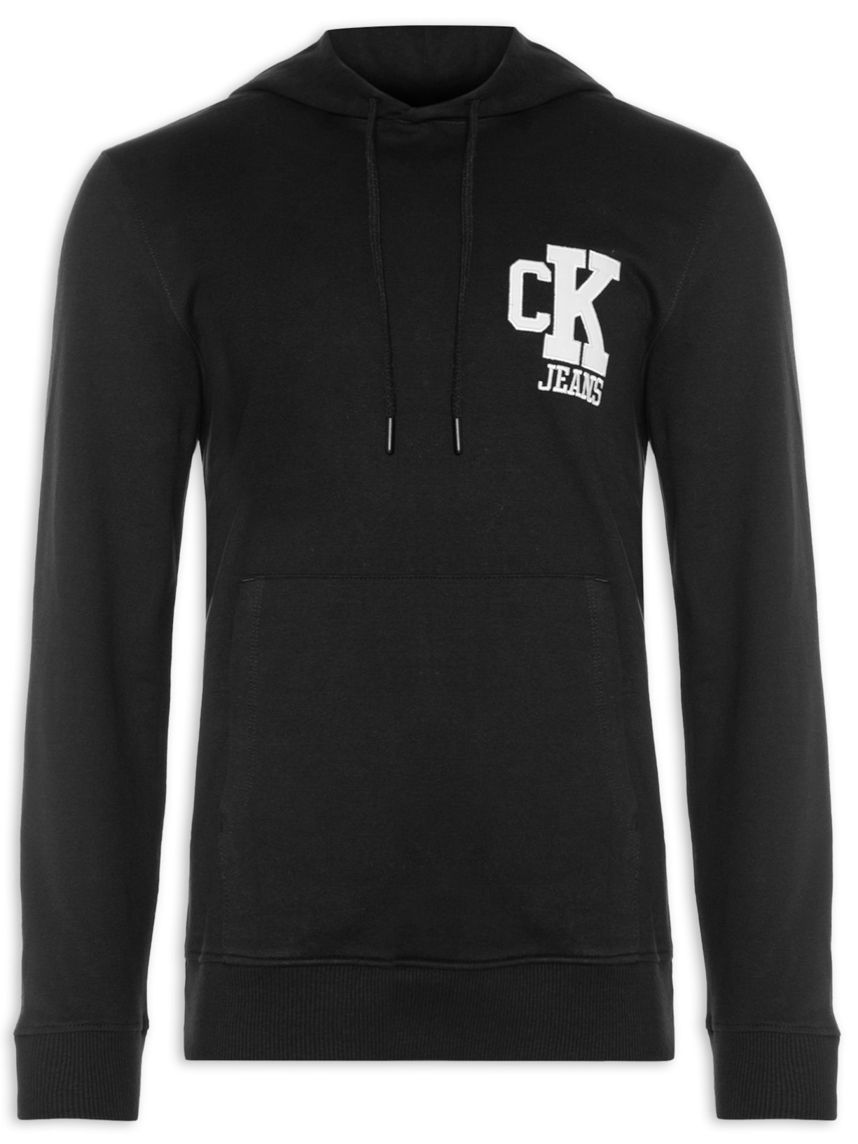 Blusa Masculina De Moletom Logo Patch Calvin Klein Jeans Preto