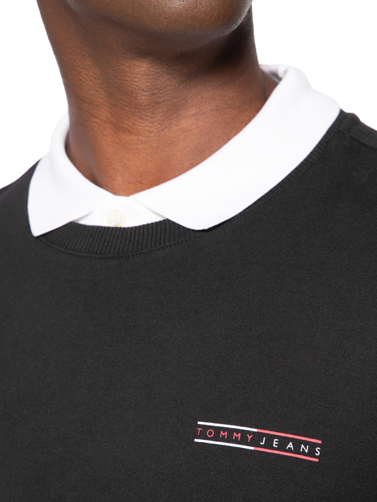 Blusa Masculina De Moletom Regular Fit Básico Graphic Crew Preto Tommy Jeans