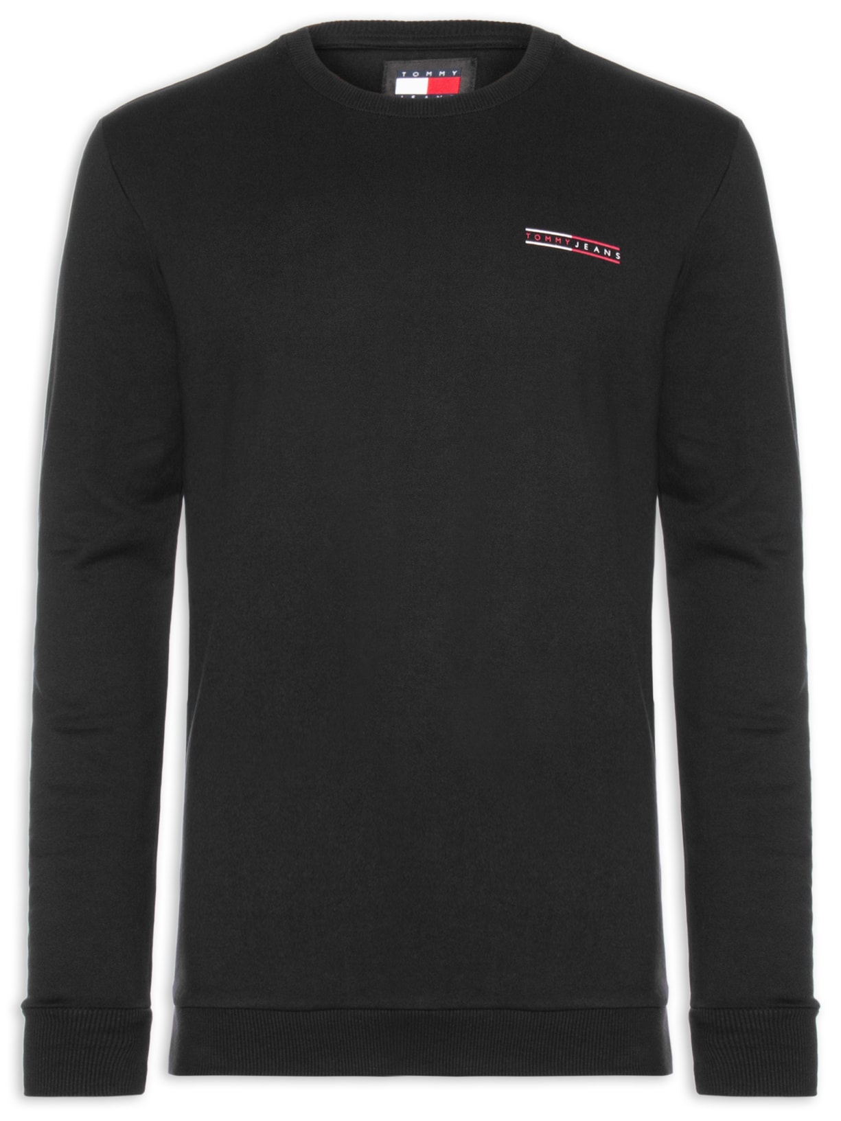 Blusa Masculina De Moletom Regular Fit Básico Graphic Crew Preto Tommy Jeans