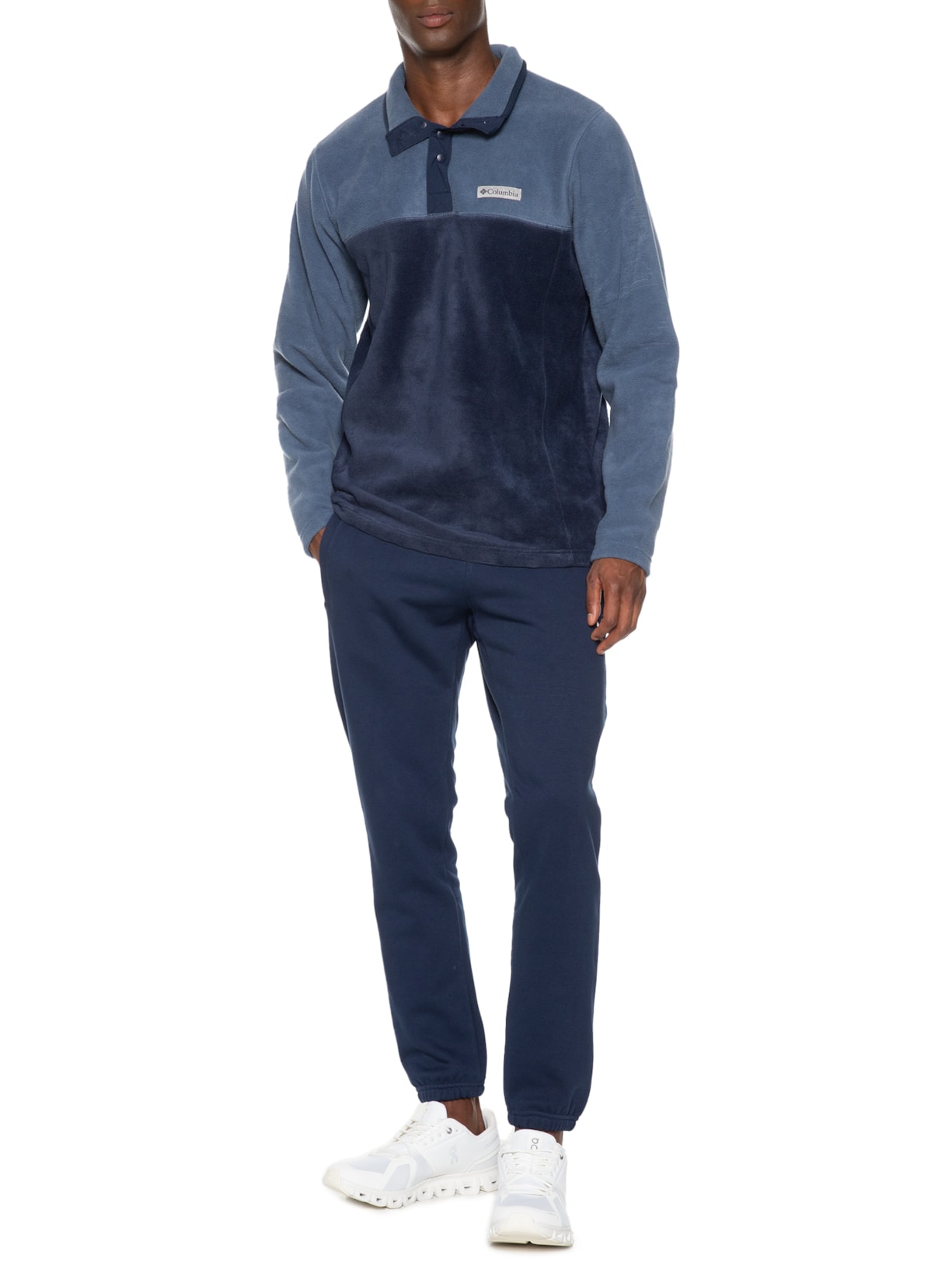 Blusa Masculina Fleece Vista Com Botão Steens Mountain II Azul Columbia