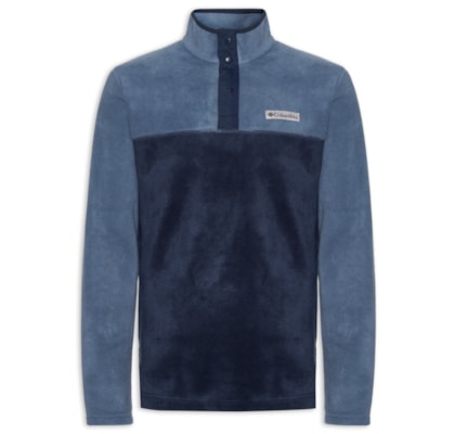 Blusa Masculina Fleece Vista Com Botão Steens Mountain II - Azul