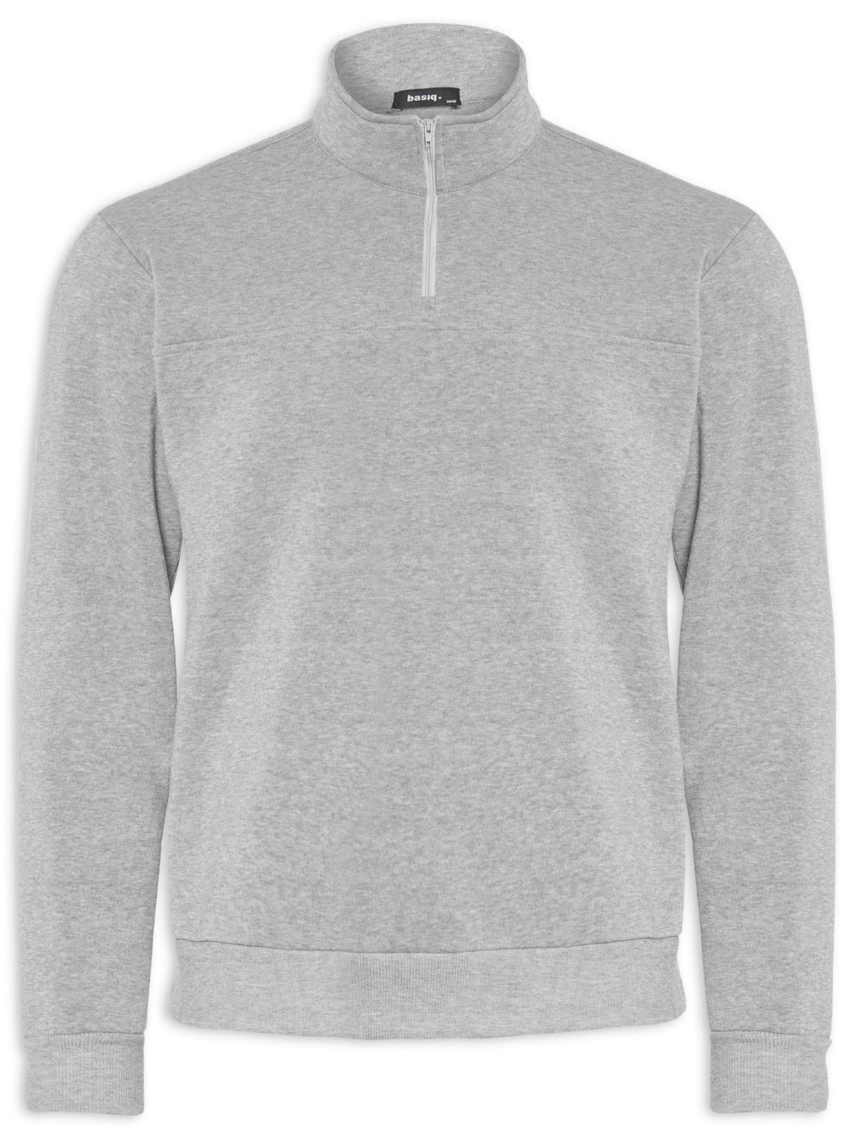 Blusa Masculina Gola Alta Com Meio Zíper Moletom Felpado - Cinza