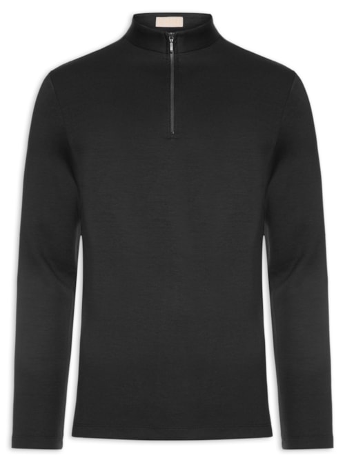 Blusa Masculina Gola Rolê Half Zíper - Preto