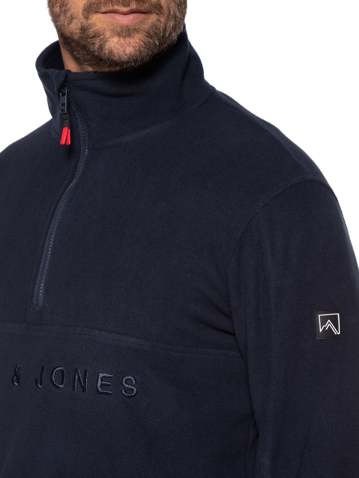 Blusa Masculina Jjalpes Half Zip Fleece Logo Azul Jack & Jones
