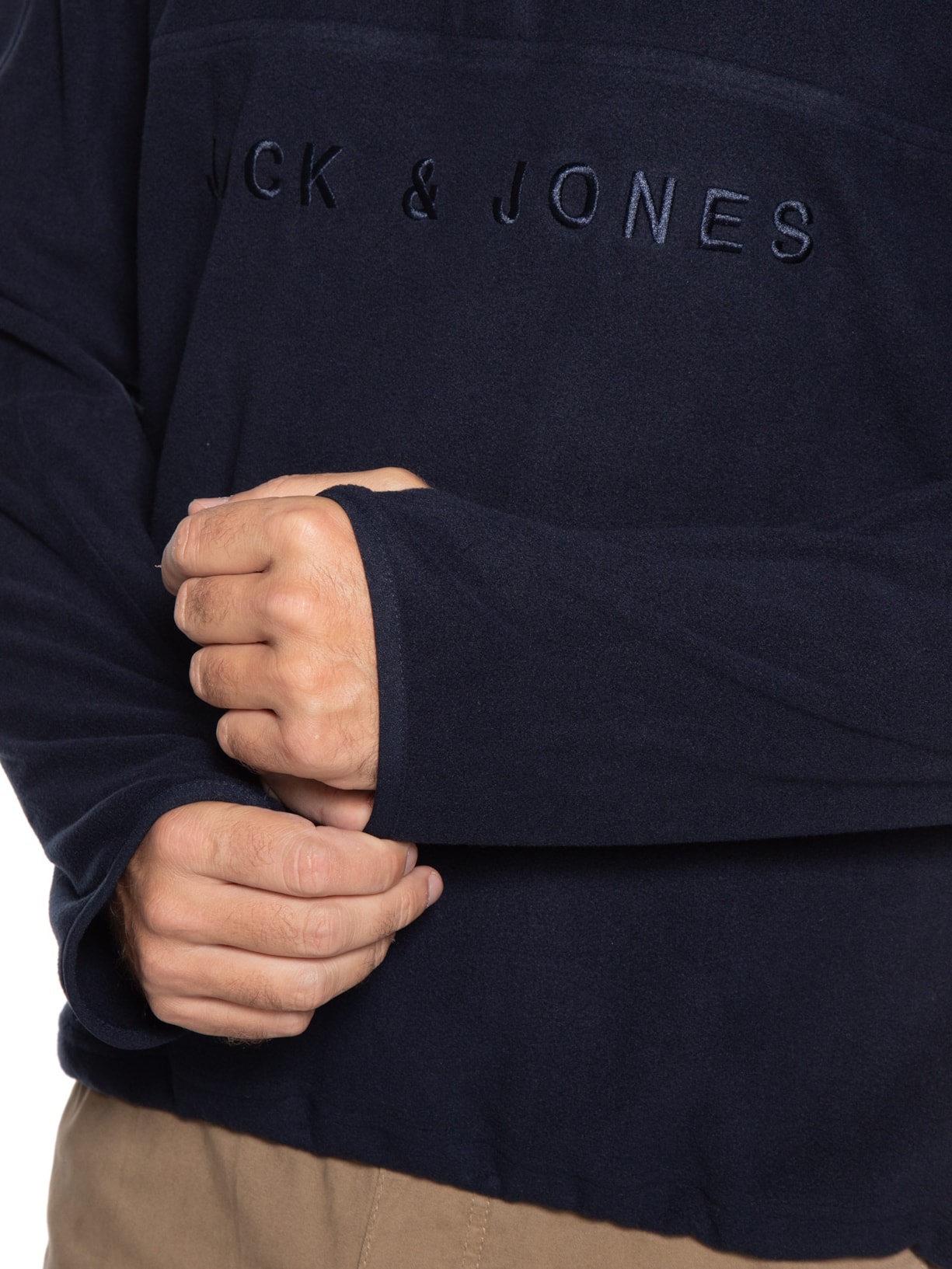 Blusa Masculina Jjalpes Half Zip Fleece Logo Azul Jack & Jones
