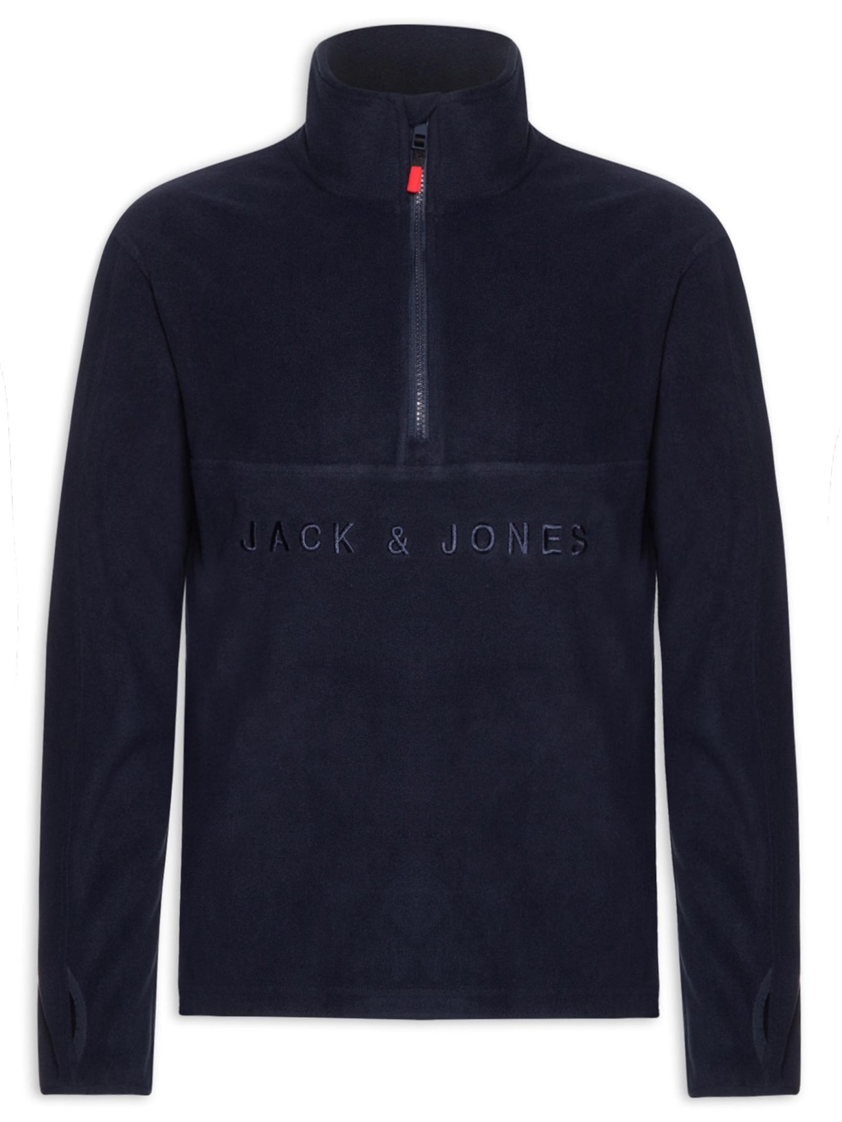 Blusa Masculina Jjalpes Half Zip Fleece Logo Azul Jack & Jones