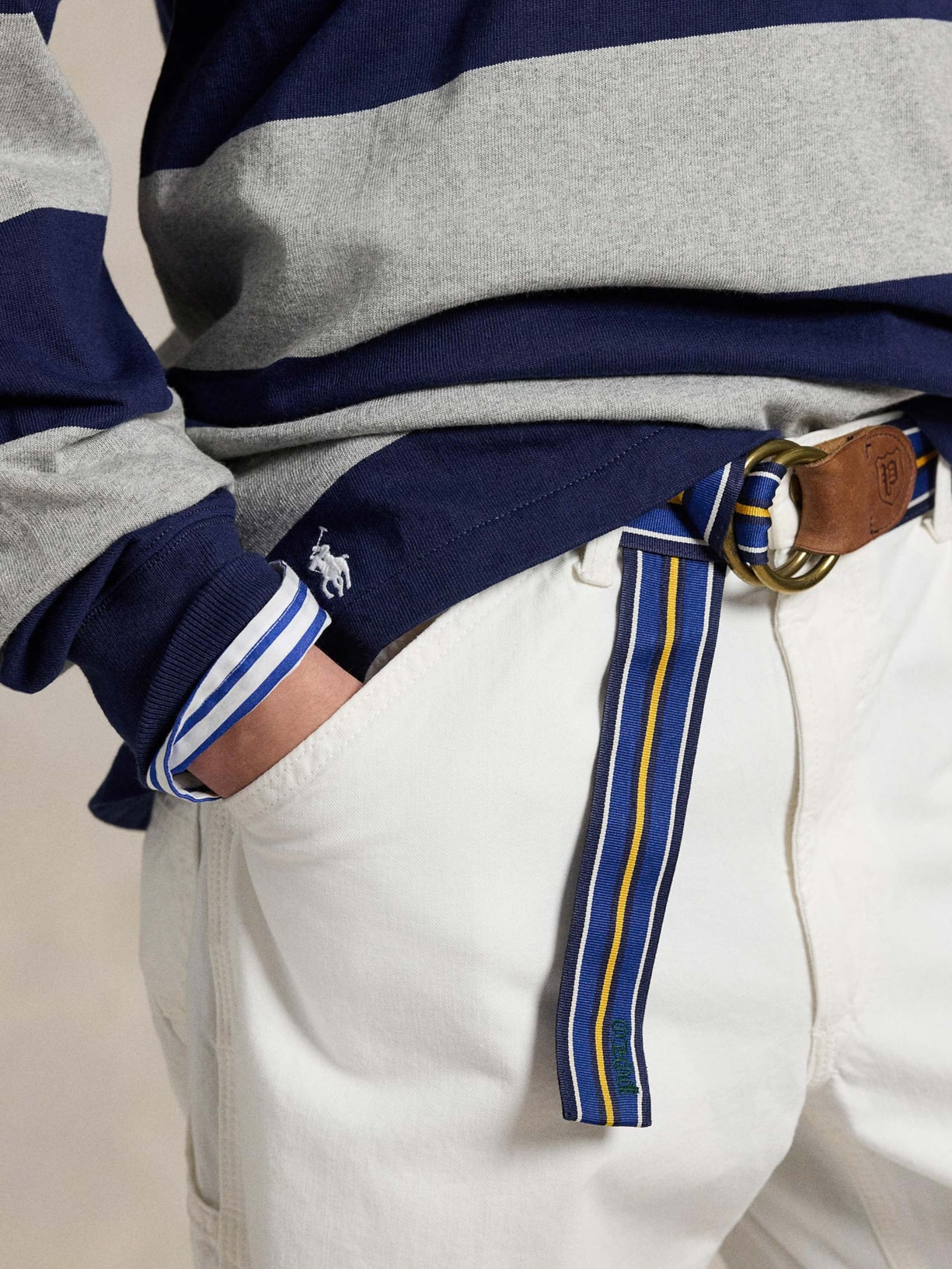 Blusa Masculina Manga Longa Big Fit Striped Rugby Azul Polo Ralph Lauren