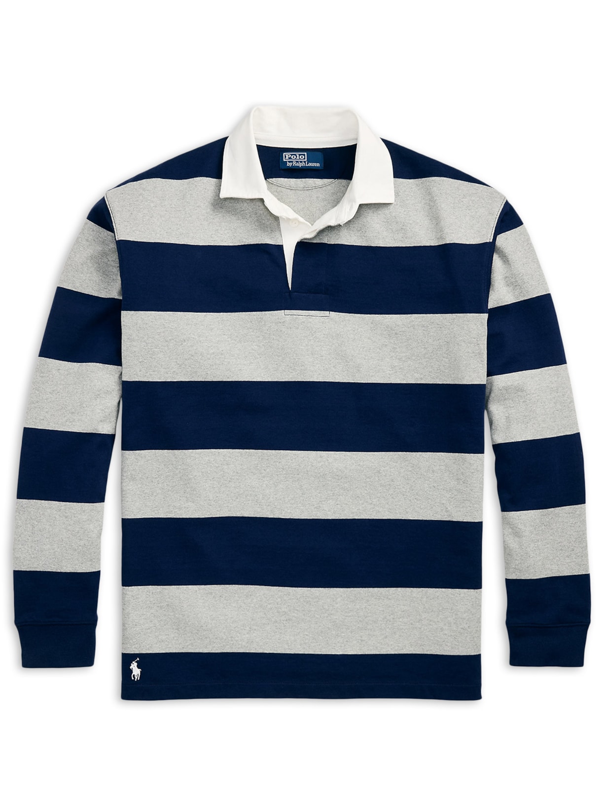 Blusa Masculina Manga Longa Big Fit Striped Rugby Azul Polo Ralph Lauren