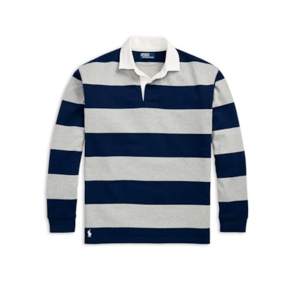 Blusa Masculina Manga Longa Big Fit Striped Rugby - Azul